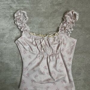 Floral Ruffle Strap Top